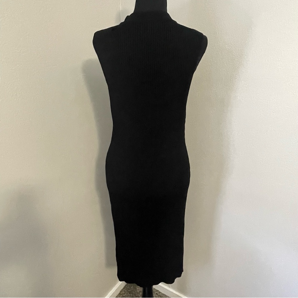 MICHAEL Michael Kors Sz L Black Ribbed Knit Lace-Up Sweater Dress Bodycon - Picture 8 of 11